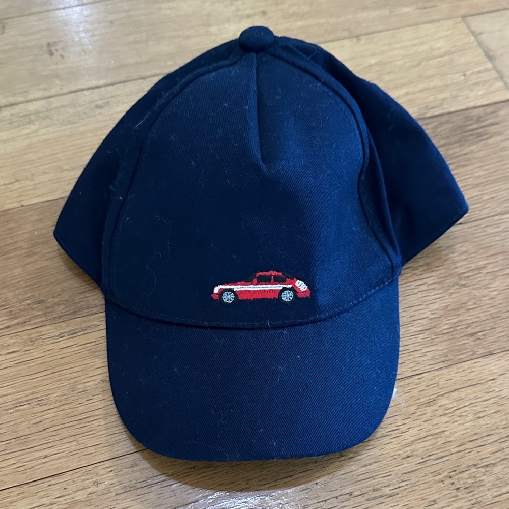 Janie and Jack Navy Cap with Red Car Embroidery